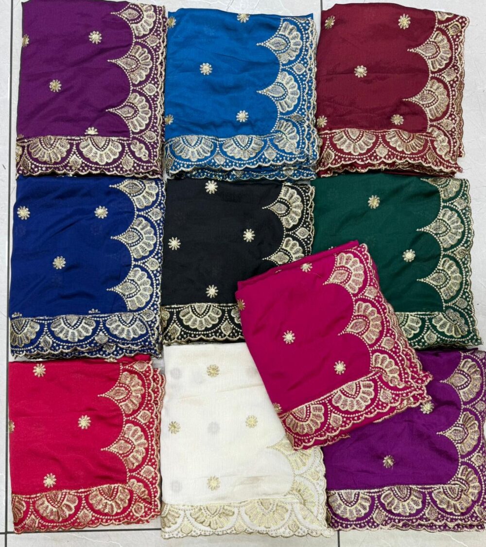 CUT WORK CHINON DUPATTA - SET OF 10 PCS