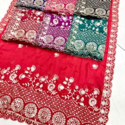 FLOWER EMBROIDERY DUPATTA - SET OF 7 PCS